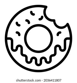 Nibble donut icon, line nibble donut vector icon for web or app design isolated on white background. Nibble donut symbol illustration.
