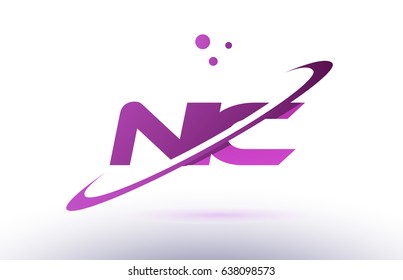 nic n i c  alphabet letter logo combination purple pink creative text dots company vector icon design template