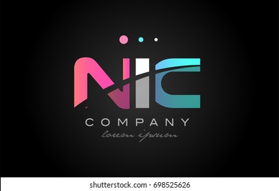 NIC n i c three 3 letter logo combination alphabet vector creative company icon design template modern  pink blue white grey