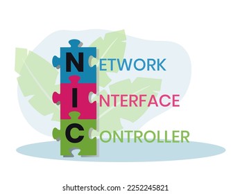 NIC - Network Interface Controller acronym. business concept background. vector illustration concept with keywords and icons. lettering illustration with icons for web banner, flyer, landing page
