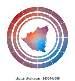 Nicaragua badge. Bright gradient logo of country in low poly style. Multicolored Nicaragua rounded sign with map in geometric style for your infographics.
