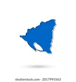 Nicaragua blue map on white background