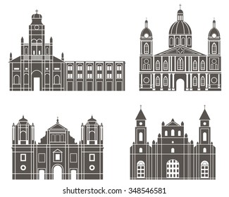 Nicaragua buildings logo. Abstract Nicaragua buildings on white background