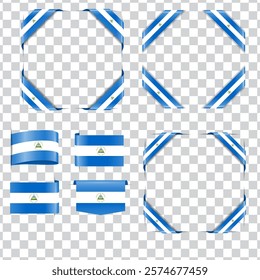 Nicaragua corner national flag with shadow