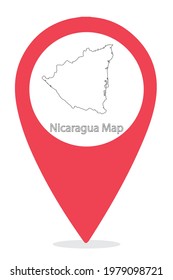 Nicaragua Country Border Map In Location Icon.