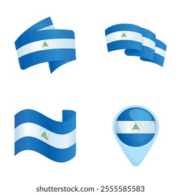 Nicaragua country icons set cartoon vector. National flag of nicaragua. Country in central america