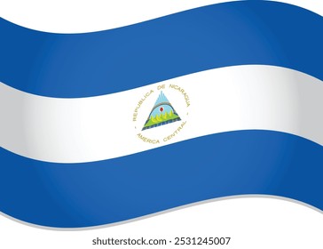 Nicaragua Country Official Flag Waving Vector