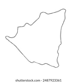 Nicaragua country simplified map.Thin triple pencil sketch outline isolated on white background. Simple vector icon