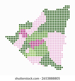 Nicarágua pontilhado mapa. Mapa de estilo digital do país sobre fundo branco. Forma de Nicarágua com pontos quadrados. Estilo de pontos coloridos. Quadrados grandes. Ilustração de vetor criativo.