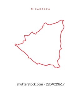 Nicaragua editable outline map. Nicaraguan red border. Country name. Adjust line weight. Change to any color. Vector illustration.