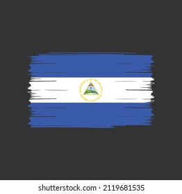 Nicaragua flag with brush stroke background