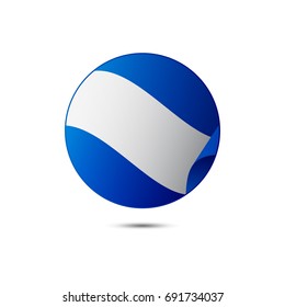 Nicaragua flag button with shadow on a white background. Vector illustration.