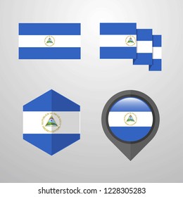 Nicaragua flag design set vector
