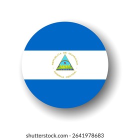 Nicaragua flag - flat vector circle icon or badge with dropped shadow.