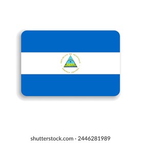 Nicaragua flag - flat vector rectangle with rounded corners and dropped shadow.