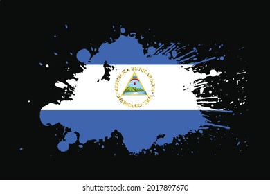 Nicaragua Flag With Grunge Effect Design. It will be used t-shirt graphics, print, poster and Background.
