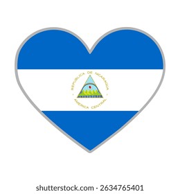 Nicaragua flag in heart shape. Love Nicaragua icon. Vector illustration