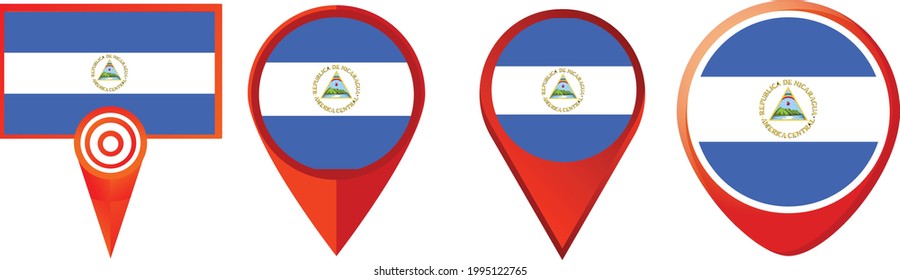Icono de la bandera de Nicaragua. conjunto de iconos web . colección de iconos. Ilustración vectorial simple.