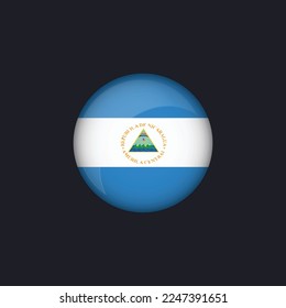 Nicaragua flag icon,Round Nicaragua flag icon vector isolated, Iceland flag button.