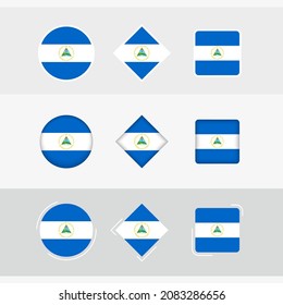 Nicaragua flag icons set, vector flag of Nicaragua. Three versions of icon.