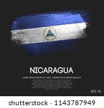 Nicaragua Flag Made of Glitter Sparkle Brush Paint Vector