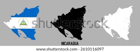 nicaragua flag and map shape black and gray color.