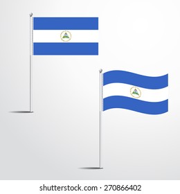 Nicaragua flag normal and waving flag set | abstract flag vector eps 10