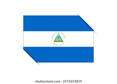 Nicaragua flag - rectangle colorful flag representing a country cultural identity and heritage. The essence of national pride and unity. Attached by the corners in a paper album