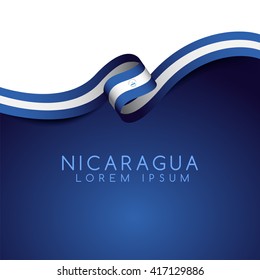 Nicaragua Flag Ribbon : Vector Illustration