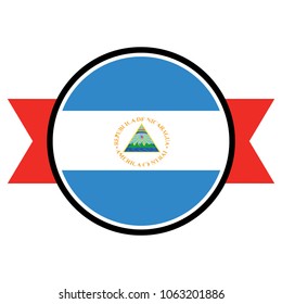 Nicaragua flag in round button of icon. flag logo of Nicaragua emblem isolated on white background, Nicaragua national concept sign, Vector illustration.