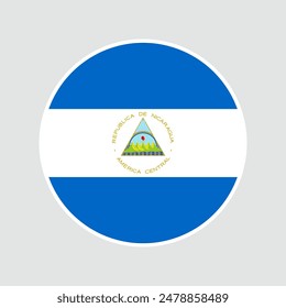 Nicaragua Flagge rund Ikone, Abzeichen oder Button.  Vektorillustration.