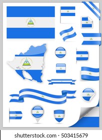 Nicaragua Flag Set - Vector Collection