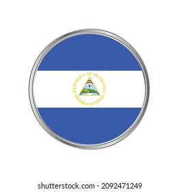 Bandera de Nicaragua con diseño vectorial de marco plateado