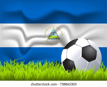 Nicaragua flag and soccer ball