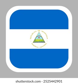 Nicaragua flag square flat vector with rounded corners and white border, vector illustration