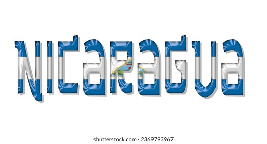 Tipo de letra de texto de la bandera NICARAGUA, fuente NICARAGUA con bandera, ilustración vectorial