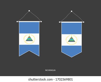 Nicaragua flag in various shape, Soccer Flag Pennant Vector ,Vector illustration.