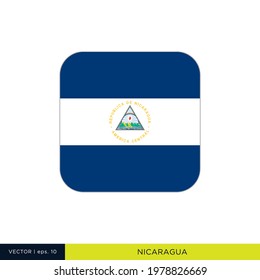 Nicaragua Flag Vector Stock Illustration Design Template. Rounded Square Shape.