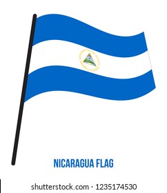 Nicaragua Flag Waving Vector Illustration on White Background. Nicaragua National Flag.