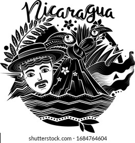 Nicaragua Flat Vector Compocition black