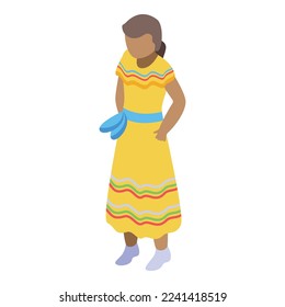 Nicaragua girl icon isometric vector. Travel day. National artwork