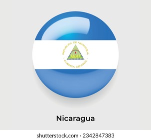 Nicaragua lustroso bandera nacional burbuja forma redonda icono ilustración vectorial vidrio