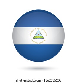 Nicaragua glossy round button. Vector Illustration EPS10.
