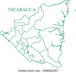 Nicaragua green line map vector