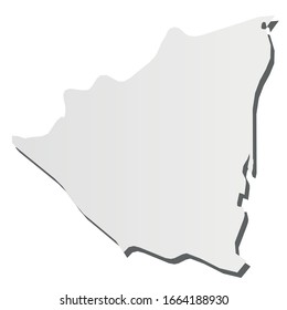 Nicaragua - grey 3d-like silhouette map of country area with dropped shadow. Simple flat vector illustration.