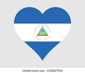 Nicaragua Heart Flag. Nicaraguan Love Shape Country Nation National Flag. Republic of Nicaragua Banner Icon Sign Symbol. EPS Vector Illustration.
