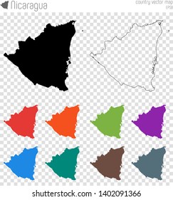 Nicaragua high detailed map. Isolated black country outline. Vector illustration.