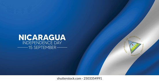 Nicaragua Independence Day 15 September waving flag vector poster