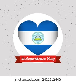 Nicaragua Independence Day With Heart Emblem Design