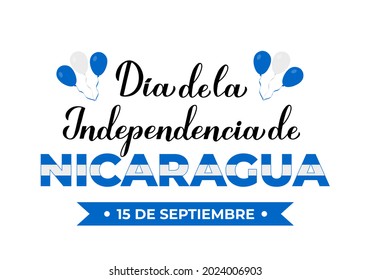Nicaragua Independence Day typography poster in Spanish. National holiday celebrated on September 15. Vector template for banner, greeting card, flyer, etc.
